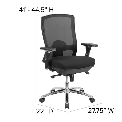 Flash Furniture HERCULES Series Ergonomic Mesh Swivel 24/7 Intensive Use Big & Tall Multifunction Office Chair, Black (LQ2BK)