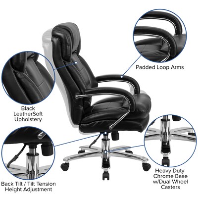 Flash Furniture HERCULES Series Ergonomic LeatherSoft Swivel Big & Tall Executive Office Chair, Black (GO2078LEA)