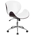 Flash Furniture Tana Armless LeatherSoft/Wood Swivel Mid-Back Conference Office Chair, White/Mahogany (SDSDM22405MAHWH)