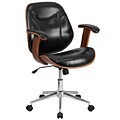 Flash Furniture Tansia Ergonomic LeatherSoft/Wood Swivel Mid-Back Executive Office Chair, Black (SDSDM22355BK)