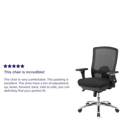Flash Furniture HERCULES Series Ergonomic Mesh Swivel 24/7 Intensive Use Big & Tall Multifunction Office Chair, Black (LQ2BK)
