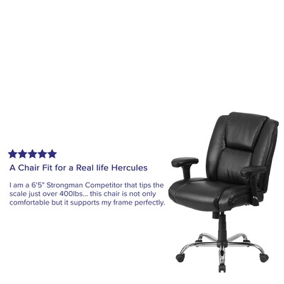 Flash Furniture HERCULES Series Ergonomic LeatherSoft Swivel Big & Tall Task Office Chair, Black (GO2132LEA)