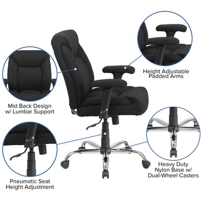 Flash Furniture HERCULES Series Ergonomic Fabric Swivel Big & Tall Tufted Task Office Chair, Black (GO2073F)