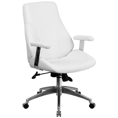 Flash Furniture Hansel Ergonomic LeatherSoft Swivel Mid-Back Executive Office Chair, White (BT90068MWH)
