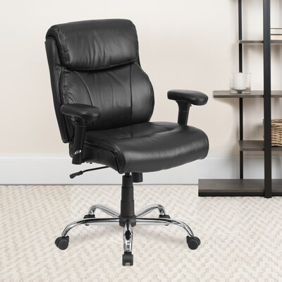 Flash Furniture HERCULES Series Ergonomic LeatherSoft Swivel Big & Tall Task Office Chair, Black (GO