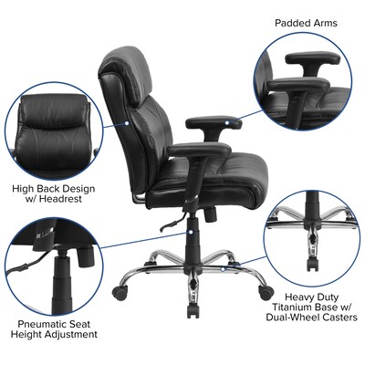 Flash Furniture HERCULES Series Ergonomic LeatherSoft Swivel Big & Tall Task Office Chair, Black (GO2031LEA)