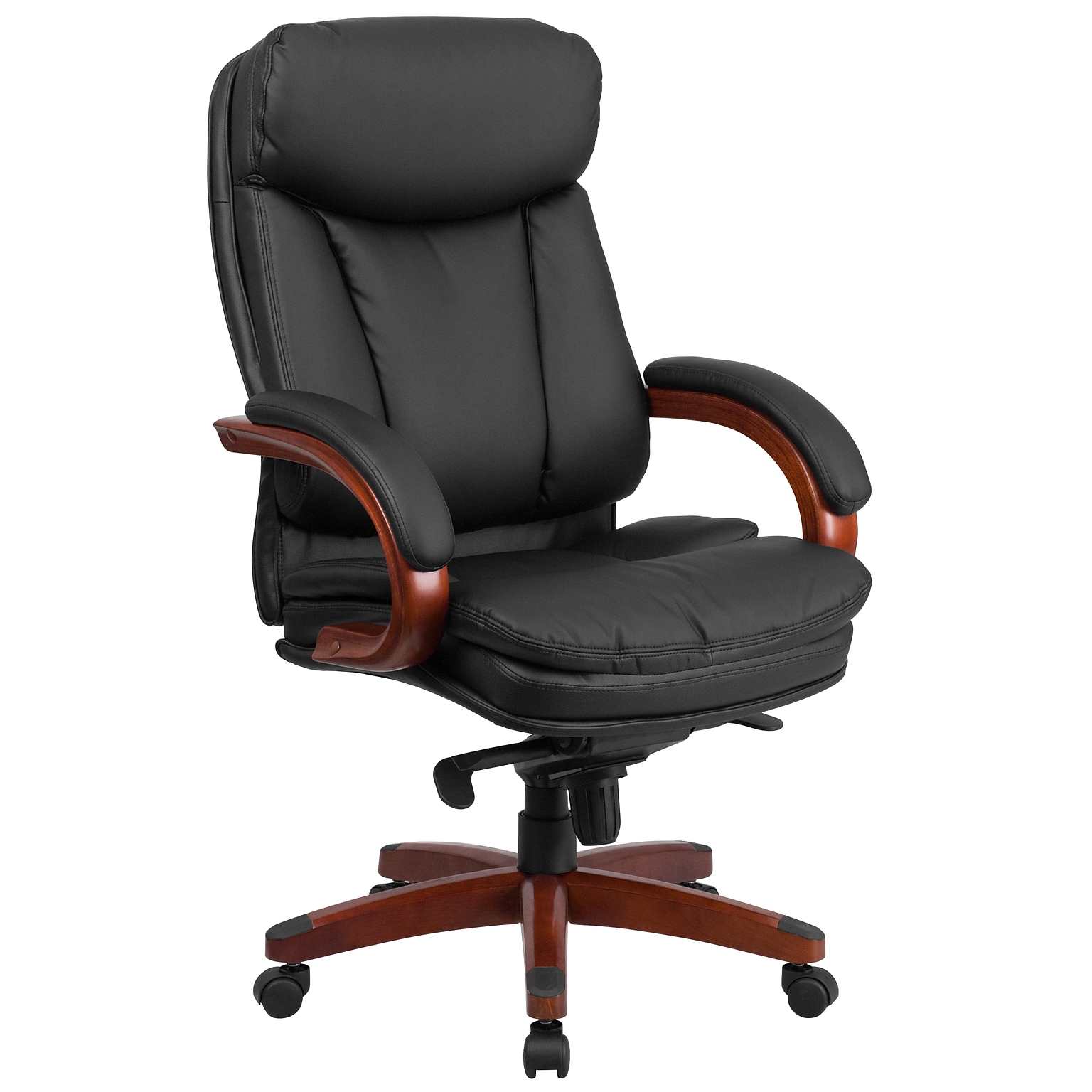 Flash Furniture Hansel Ergonomic LeatherSoft Swivel High Back Executive Office Chair, Black/Mahogany (BT90171HS)