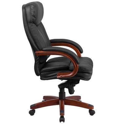 Flash Furniture Hansel Ergonomic LeatherSoft Swivel High Back Executive Office Chair, Black/Mahogany (BT90171HS)