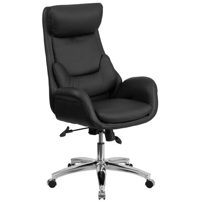 Flash Furniture BT90027OH High-Back Black Leather Executive Swivel Office Chair with Lumbar Pillow