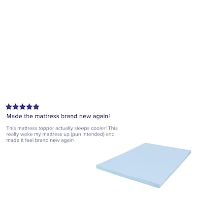 Flash Furniture Capri Comfortable Sleep Full Size Cool Gel Memory Foam Mattress Topper, Blue, 54.3" x 75.5" x 3"  (MRM353F)