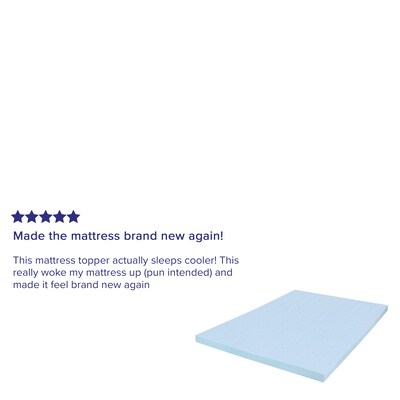 Flash Furniture Capri Comfortable Sleep Full Size Cooling Gel Memory Foam Mattress Topper, Blue, 54.3" x 75.5" x 3"  (MRM353F)