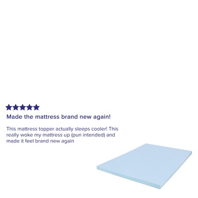 Flash Furniture Capri Comfortable Sleep Full Size Cool Gel Memory Foam Mattress Topper, Blue, 54.3" x 75.5" x 3"  (MRM353F)