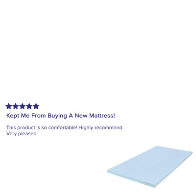 Flash Furniture Capri Comfortable Sleep Twin Size Cooling Gel Memory Foam Mattress Topper, Blue, 39" x 75.5" x 2" (MRM352T)