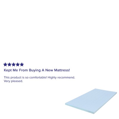 Flash Furniture Capri Comfortable Sleep Twin Size Cool Gel Memory Foam Mattress Topper, Blue, 39" x 75.5" x 2" (MRM352T)