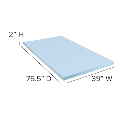 Flash Furniture Capri Comfortable Sleep Twin Size Cool Gel Memory Foam Mattress Topper, Blue, 39" x 75.5" x 2" (MRM352T)