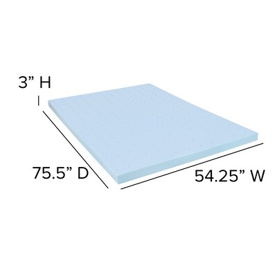 Flash Furniture Capri Comfortable Sleep Full Size Cool Gel Memory Foam Mattress Topper, Blue, 54.3" x 75.5" x 3"  (MRM353F)