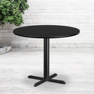 Flash Furniture 42 Laminate Round Table Top, Black w/33 x 33 Table-Height Base (XURD42BKT3333)