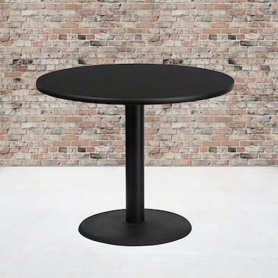 Flash Furniture 36'' Laminate Round Table Top, Black w/24'' Round Table-Height Base (XURD36BKTR24)