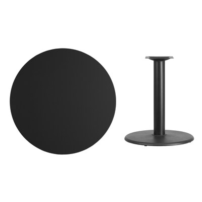 Flash Furniture 36'' Laminate Round Table Top, Black w/24'' Round Table-Height Base (XURD36BKTR24)