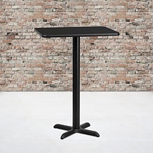 Flash Furniture 24x30 Laminate Rectangular Table Top, Black w/22x22 Bar Height Table Base (X