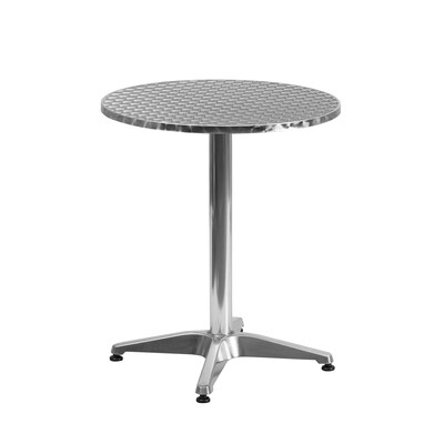 Flash Furniture Lila Indoor-Outdoor 23.5'' Round Table Set with 2 Slat Back Chairs, Aluminum (TLH24RD017BCHR2)