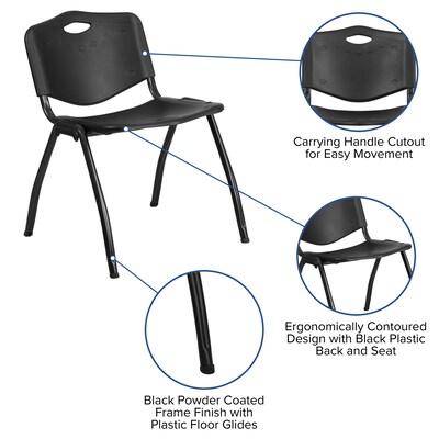 Flash Furniture HERCULES Series Plastic Stack Chair, Black (RUTD01BK)