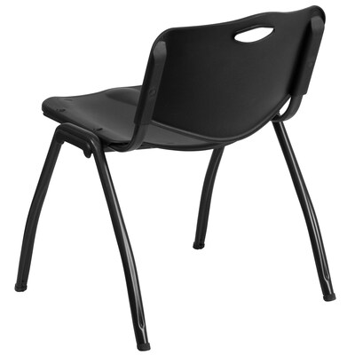 Flash Furniture HERCULES Series Plastic Stack Chair, Black (RUTD01BK)