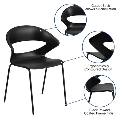Flash Furniture HERCULES Series Plastic Stack Chair, Black (RUT4BK)
