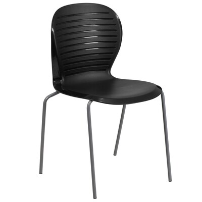 Flash Furniture HERCULES Series Plastic Stack Chair, Black (RUT3BK)