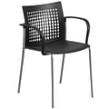 Flash Furniture HERCULES Series Plastic Stack Chair with Air-Vent Back and Arms, Black (RUT1BK)