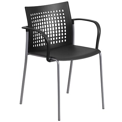 Flash Furniture Hercules Series 551lb-Capacity Stack Chair with Air-Vent Back and Arms, Black (RUT1BK)