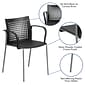 Flash Furniture HERCULES Series Plastic Stack Chair with Air-Vent Back and Arms, Black (RUT1BK)