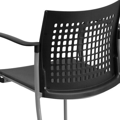 Flash Furniture HERCULES Series Plastic Stack Chair with Air-Vent Back and Arms, Black (RUT1BK)
