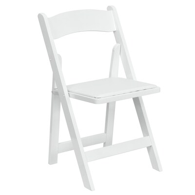 Flash Furniture  Hercules Series Wood Folding Chair with Vinyl Padded Seat, White, XF2901WHITE