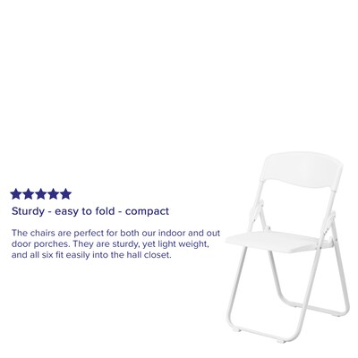 Flash Furniture  Hercules Series 880lb Capacity Heavy-Duty Plastic Folding Chair, White (RUTIWHT)