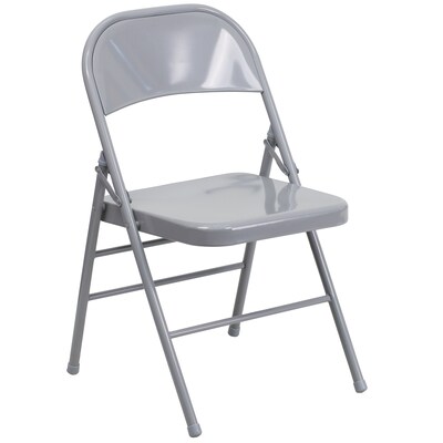 Flash Furniture  Hercules Series Triple-Braced, Double-Hinged Metal Folding Chair, Gray HF3MC309ASGY