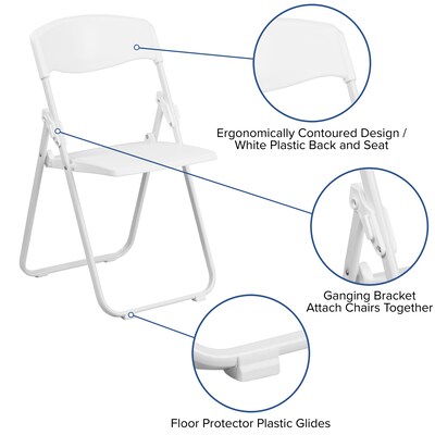 Flash Furniture  Hercules Series 880lb Capacity Heavy-Duty Plastic Folding Chair, White (RUTIWHT)