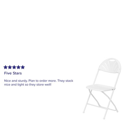 Flash Furniture  Hercules Series 800lb-Capacity Plastic Fan-Back Folding Chair, White (LEL4WHITE)