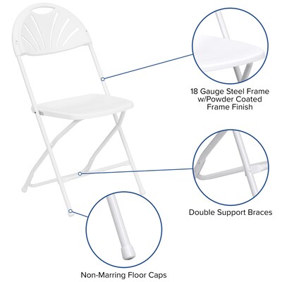Flash Furniture  Hercules Series 800lb-Capacity Plastic Fan-Back Folding Chair, White (LEL4WHITE)