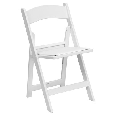 Flash Furniture Hercules 1000lb-Capacity Resin Folding Chair with Vinyl Padded Seat, White (LEL1WHITE)
