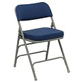Flash Furniture Hercules Curved Triple Braced Fabric Upholstered Metal Folding Chair in Navy (HAMC320AFNVY)