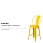 Flash Furniture Kai Contemporary Metal Slat Back Counter Stool, Yellow (CH3132024GBYL)