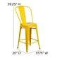 Flash Furniture Kai Contemporary Metal Slat Back Counter Stool, Yellow (CH3132024GBYL)