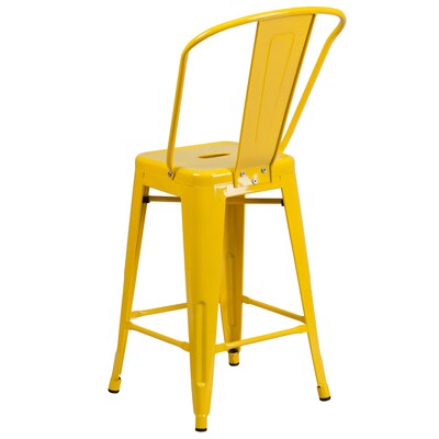 Flash Furniture Kai Contemporary Metal Slat Back Counter Stool, Yellow (CH3132024GBYL)