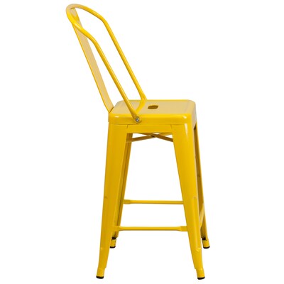 Flash Furniture Kai Contemporary Metal Slat Back Counter Stool, Yellow (CH3132024GBYL)