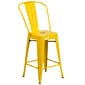 Flash Furniture Kai Contemporary Metal Slat Back Counter Stool, Yellow (CH3132024GBYL)