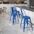 Flash Furniture Kai Contemporary Metal Slat Back Counter Stool, Blue (CH3132024GBBL)