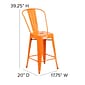 Flash Furniture Kai Contemporary Metal Slat Back Counter Stool, Orange (CH3132024GBOR)