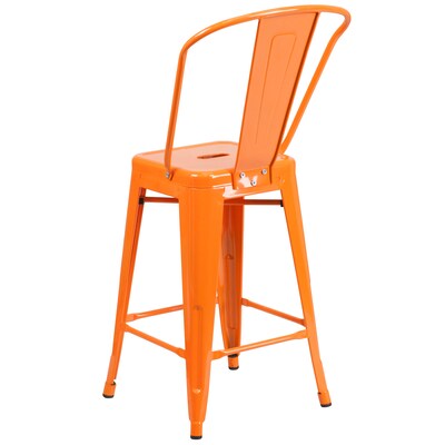 Flash Furniture Kai Contemporary Metal Slat Back Counter Stool, Orange (CH3132024GBOR)