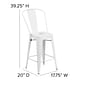 Flash Furniture Kai Contemporary Metal Slat Back Counter Stool, White (CH3132024GBWH)